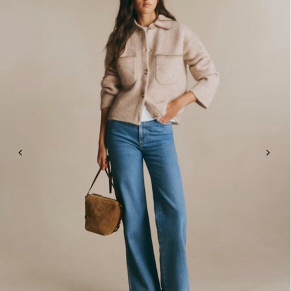 NWT Sezane Veste Lucien Sweater Size Medium Color: Taupe - Picture 2 of 4